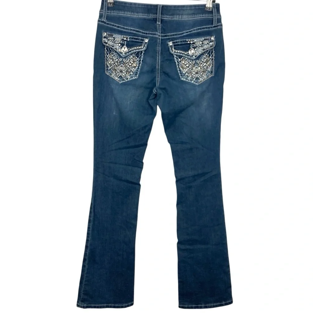 D’MODE CLASSIX Rhinestone Bling Low Rise Bootcut Jeans - Size 2 - Picture 1 of 12